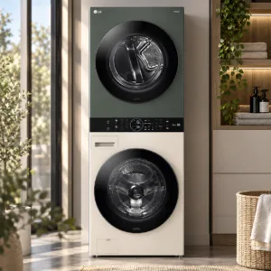 LG WashTower WT1410NHEG 14/10 kg: Tháp giặt sấy xanh/be cho không gian sống hiện đại
