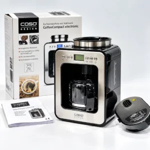CASO Coffee Compact Electronic 600W – Máy pha cà phê mini tích hợp xay cho buổi sáng gọn hơn